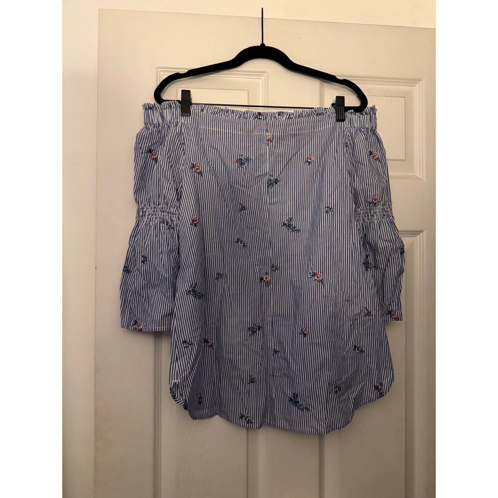 White House Black Market Off Shoulder Shirt Size Small - Picture 3 of 7